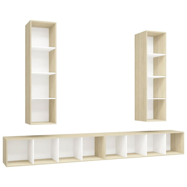 vidaXL TV Wall Cabinets 4 pcs. White Sonoma Oak Engineered Wood