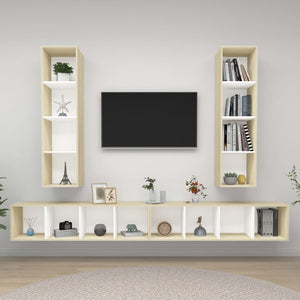 vidaXL TV Wall Cabinets 4 pcs. White Sonoma Oak Engineered Wood