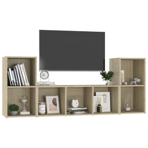 vidaXL 3-Piece TV Cabinet Set Sonoma Oak Engineered Wood