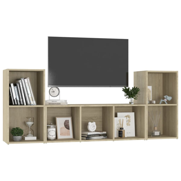 vidaXL 3-Piece TV Cabinet Set Sonoma Oak Engineered Wood