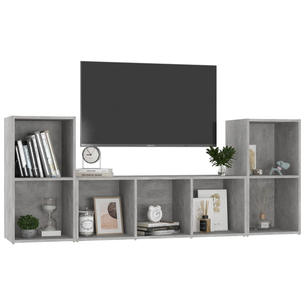 vidaXL 3-Piece TV Cabinet Set Concrete Grey Engineered Wood