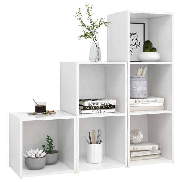vidaXL 3-Piece TV Cabinet Set White Engineered Wood