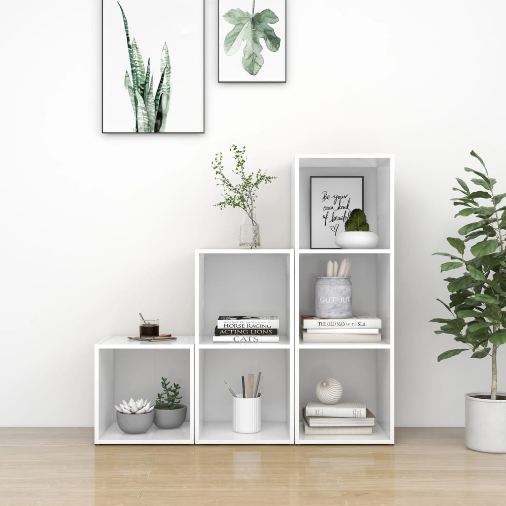 vidaXL 3-Piece TV Cabinet Set White Engineered Wood