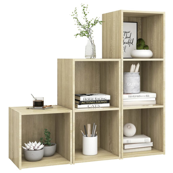 vidaXL 3-Piece TV Cabinet Set Sonoma Oak Engineered Wood