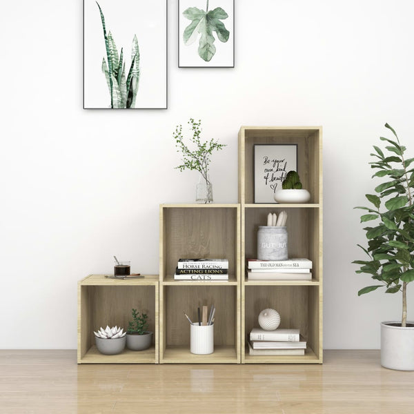 vidaXL 3-Piece TV Cabinet Set Sonoma Oak Engineered Wood