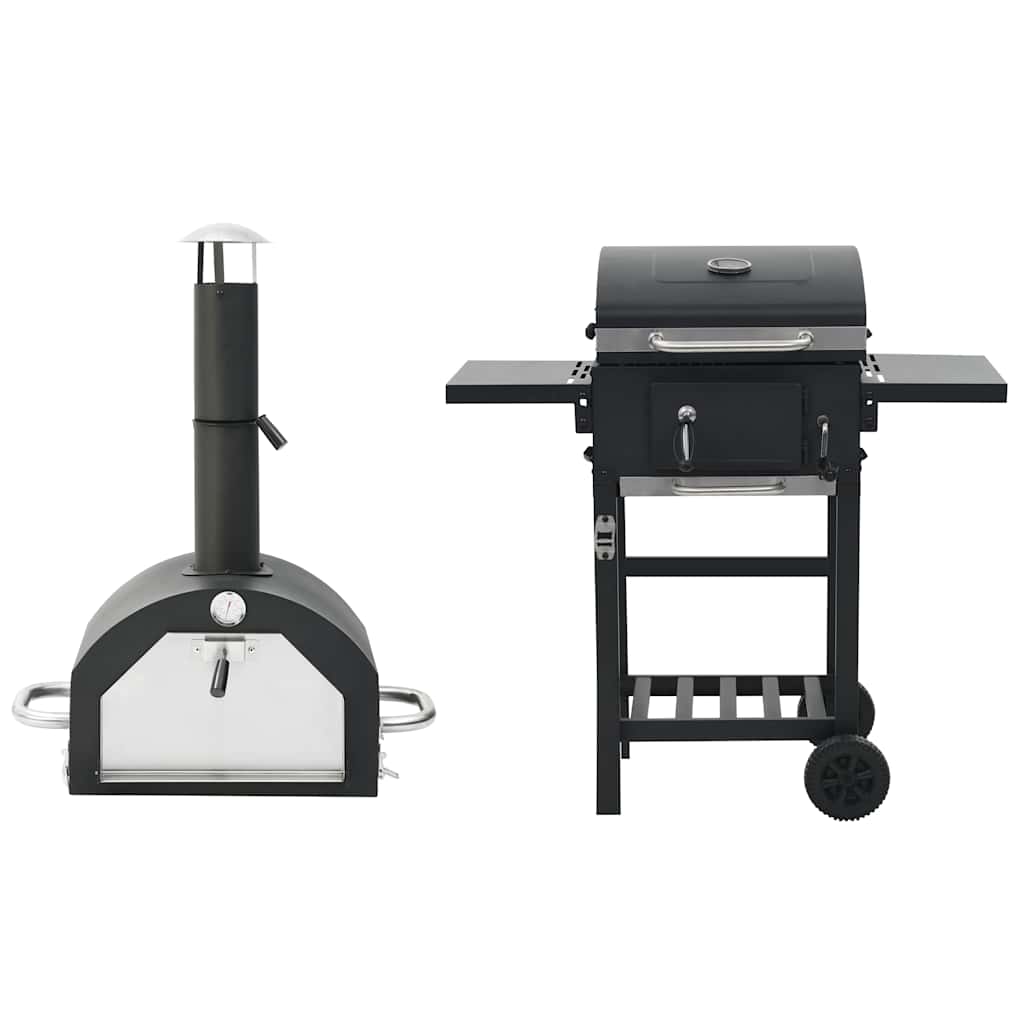 vidaXL 3-in-1 Outdoor Pizza Oven & Grill Black