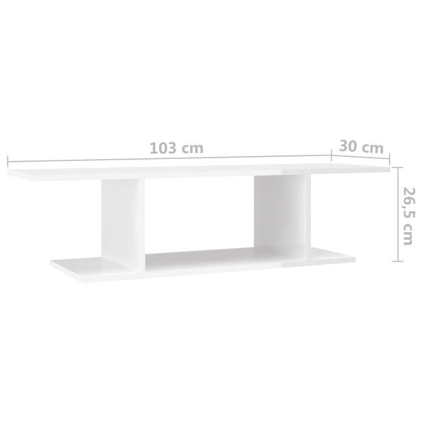 vidaXL High Gloss White TV Wall Cabinet 103x30x26.5 cm