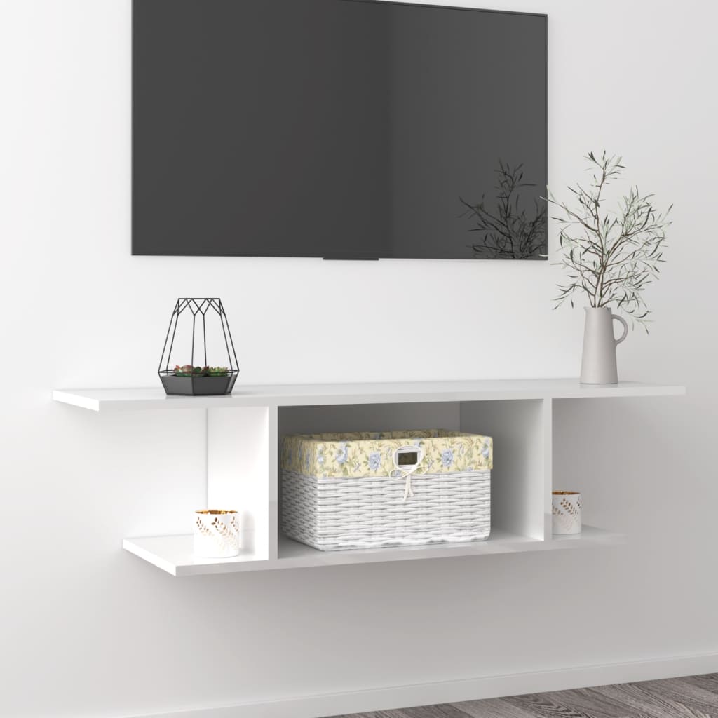 vidaXL High Gloss White TV Wall Cabinet 103x30x26.5 cm