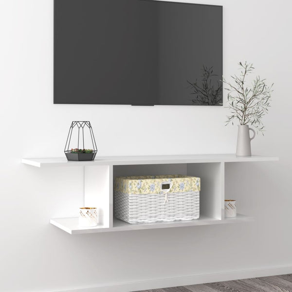 vidaXL High Gloss White TV Wall Cabinet 103x30x26.5 cm