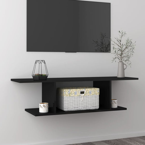 vidaXL High Gloss Black TV Wall Cabinet 103x30x26.5 cm
