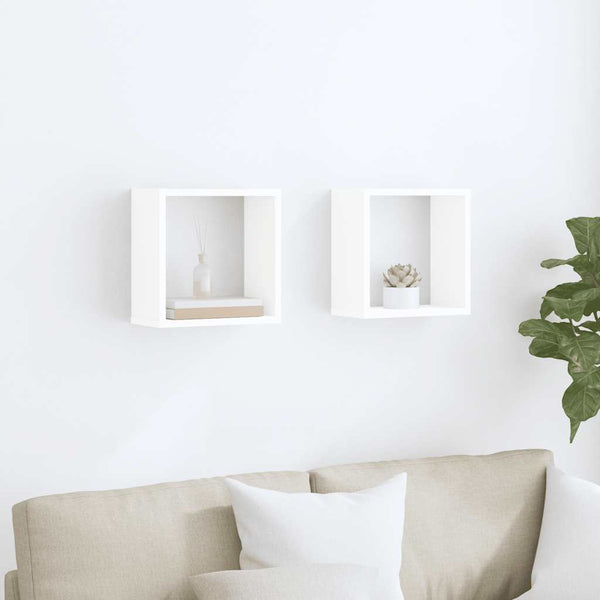 vidaXL Cube Shelves 2 pcs White 30x15x30 cm