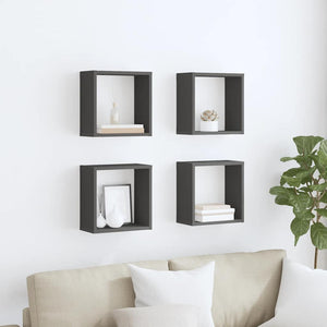vidaXL Cube Shelves 4 pcs. Gray 30x15x30 cm
