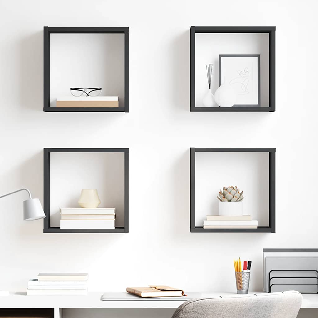 vidaXL Cube Shelves 4 pcs. Gray 30x15x30 cm