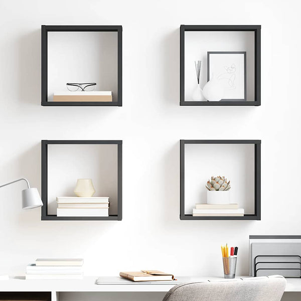 vidaXL Cube Shelves 4 pcs. Gray 30x15x30 cm