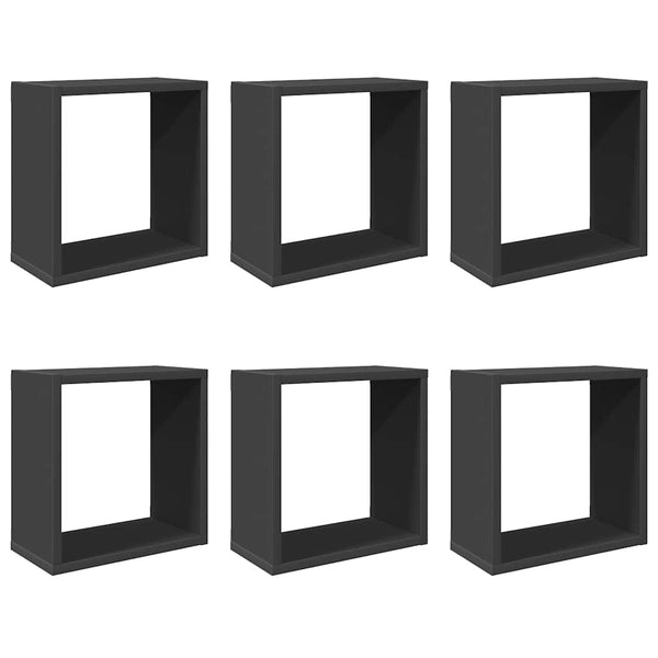 vidaXL Cube Shelves 6 pcs. Grey 30x15x30 cm