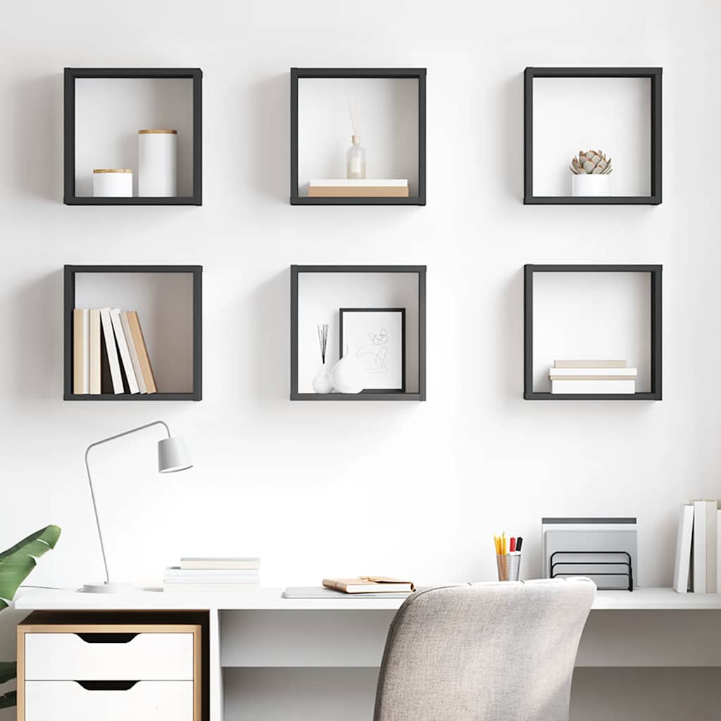 vidaXL Cube Shelves 6 pcs. Grey 30x15x30 cm