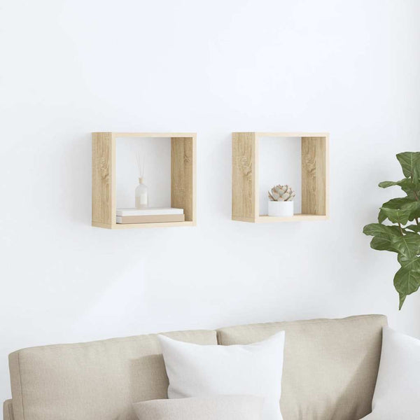 vidaXL Cube Shelves 2 pcs Sonoma Oak 30x15x30 cm