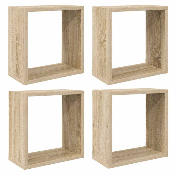 vidaXL Cube Shelves 4 pcs Sonoma Oak 30x15x30 cm