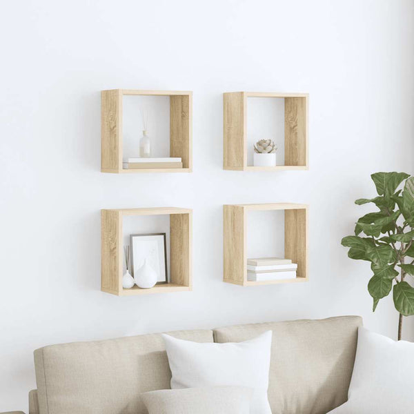 vidaXL Cube Shelves 4 pcs Sonoma Oak 30x15x30 cm