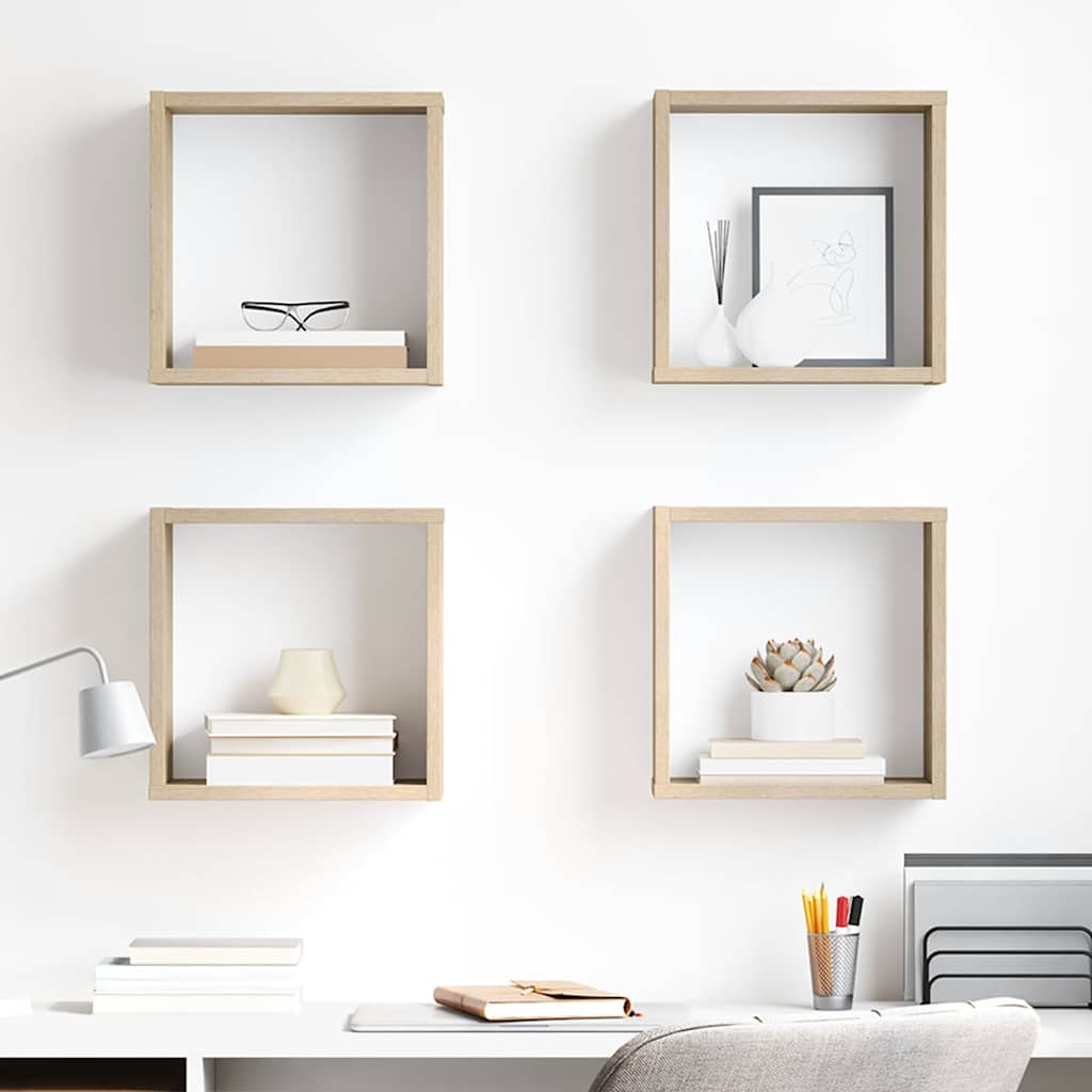 vidaXL Cube Shelves 4 pcs Sonoma Oak 30x15x30 cm