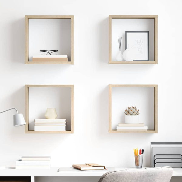 vidaXL Cube Shelves 4 pcs Sonoma Oak 30x15x30 cm