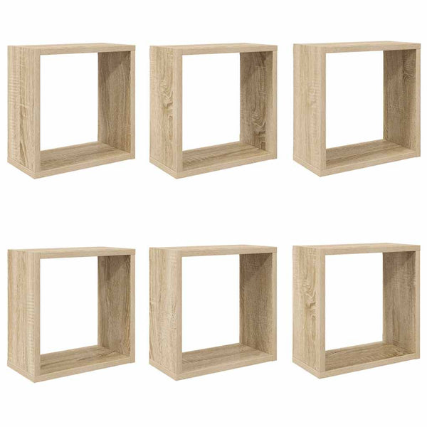 vidaXL Cube Shelves 6 pcs. Sonoma Oak 30x15x30 cm