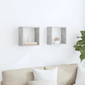 vidaXL Cube Shelves 2 pcs Concrete Grey 30x15x30 cm