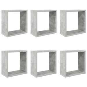 vidaXL Cube Shelves 6 pcs Concrete Gray 30x15x30 cm