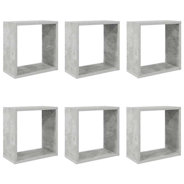 vidaXL Cube Shelves 6 pcs Concrete Gray 30x15x30 cm