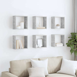 vidaXL Cube Shelves 6 pcs Concrete Gray 30x15x30 cm