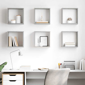 vidaXL Cube Shelves 6 pcs Concrete Gray 30x15x30 cm