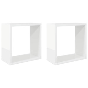 vidaXL Cube Wall Shelves 2 pcs High Gloss White 30x15x30 cm