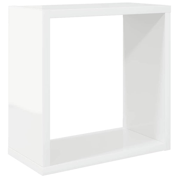 vidaXL Cube Wall Shelves 2 pcs High Gloss White 30x15x30 cm