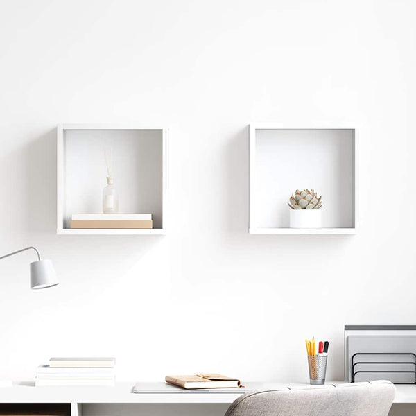 vidaXL Cube Wall Shelves 2 pcs High Gloss White 30x15x30 cm