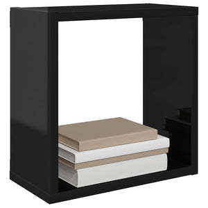 vidaXL Cube Shelves 2 pcs High Gloss Black 30x15x30 cm
