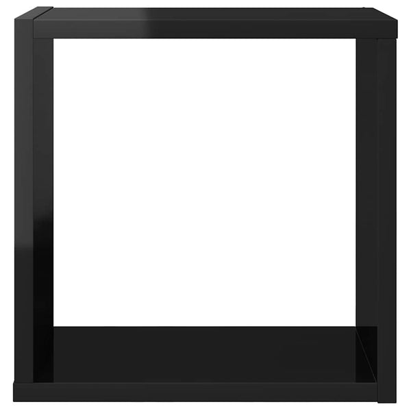 vidaXL Cube Shelves 2 pcs High Gloss Black 30x15x30 cm