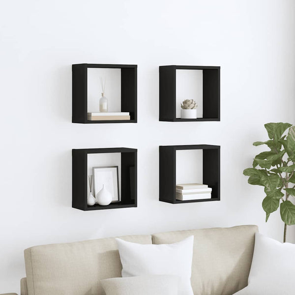 vidaXL Cube Shelves 4 pcs. High Gloss Black 30x15x30 cm