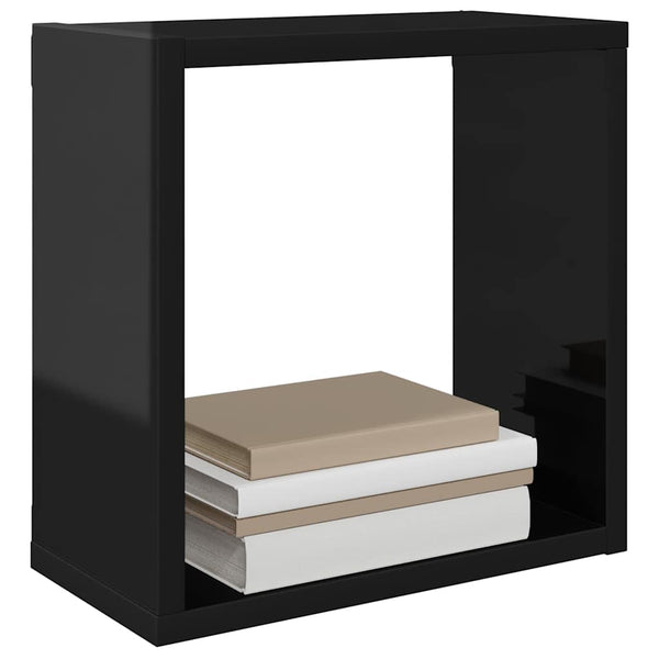 vidaXL Cube Shelves 4 pcs. High Gloss Black 30x15x30 cm