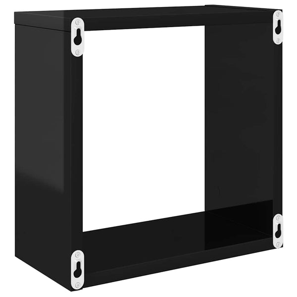 vidaXL Cube Shelves 4 pcs. High Gloss Black 30x15x30 cm