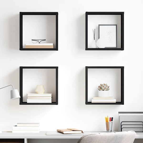 vidaXL Cube Shelves 4 pcs. High Gloss Black 30x15x30 cm