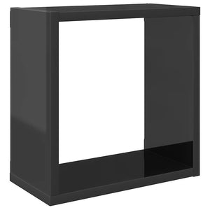 vidaXL Cube Wall Shelves 2 pcs High Gloss Grey 30x15x30 cm