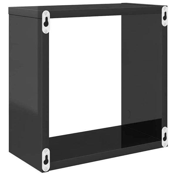 vidaXL Cube Wall Shelves 2 pcs High Gloss Grey 30x15x30 cm