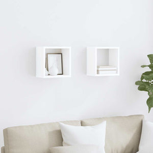 vidaXL Cube Shelves 2 pcs White 26x15x26 cm
