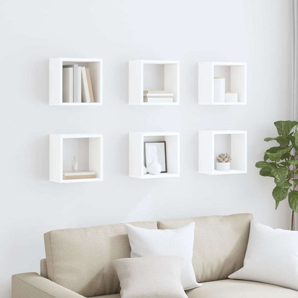 vidaXL Cube Shelves 6 pcs. White 26x15x26 cm