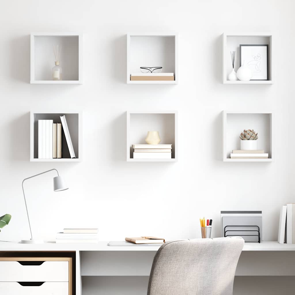 vidaXL Cube Shelves 6 pcs. White 26x15x26 cm