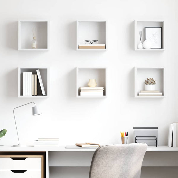 vidaXL Cube Shelves 6 pcs. White 26x15x26 cm