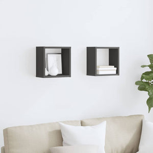 vidaXL Cube Storage Units 2 pcs Grey 26x15x26 cm