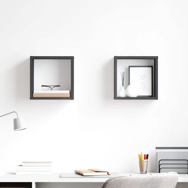 vidaXL Cube Storage Units 2 pcs Grey 26x15x26 cm