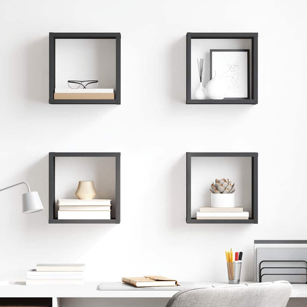 vidaXL Cube Shelves 4 pcs. Grey 26x15x26 cm