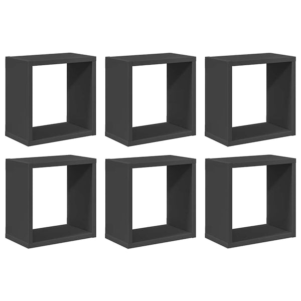 vidaXL Cube Shelves 6 pcs. Grey 26x15x26 cm